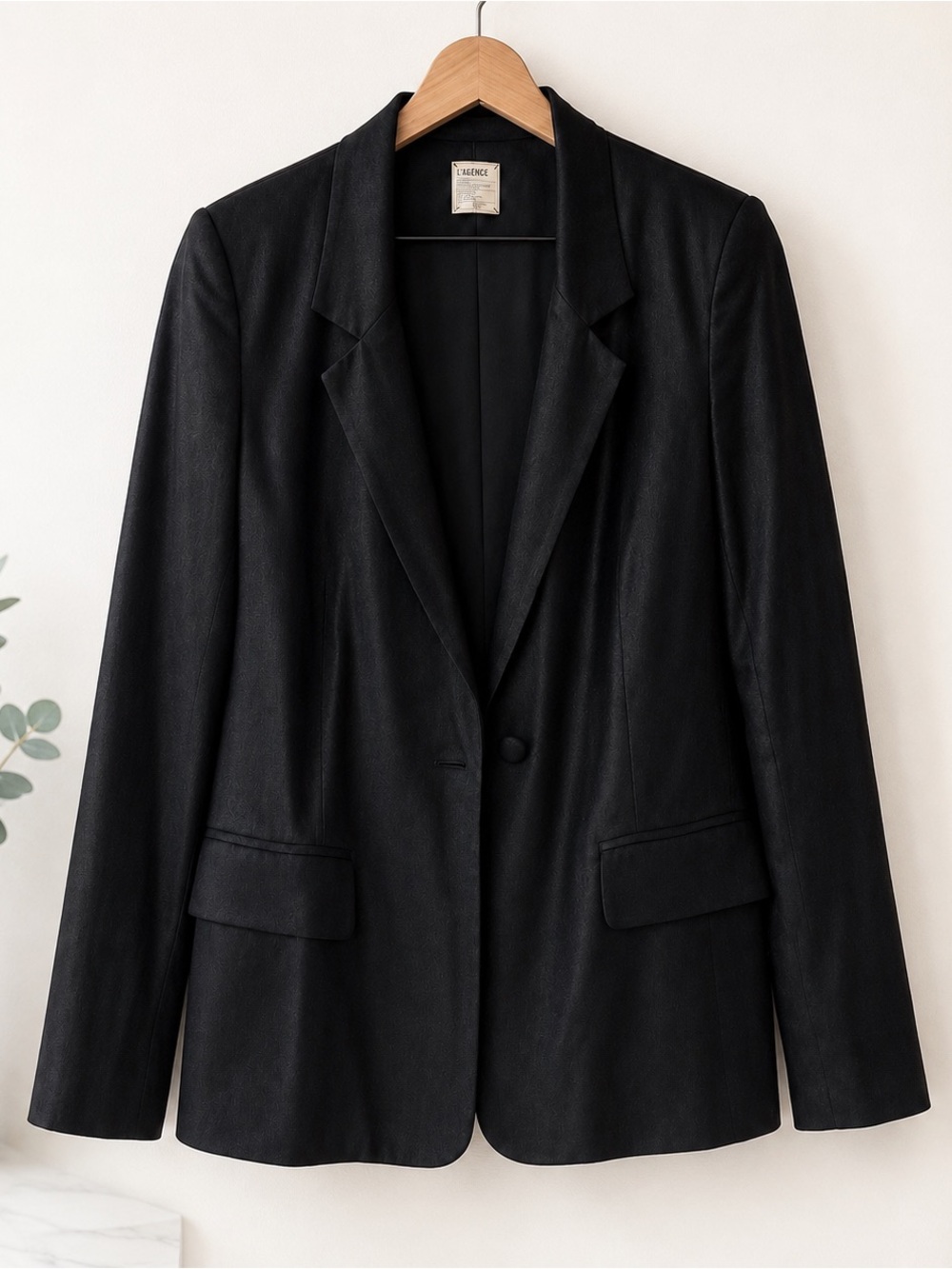 L’AGENCE Black Tailored Blazer Single Button Jacket size 8